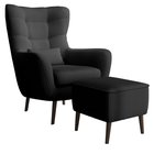 Fauteuil lounge Vence Lincoln 100 avec repose-pieds, pieds noirs