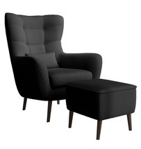 Fauteuil lounge Vence Lincoln 100 avec repose-pieds, pieds noirs