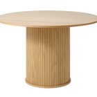 Gativel round table 120 cm with a round base, natural oak slats