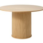 Gativel round table 120 cm with a round base, natural oak slats