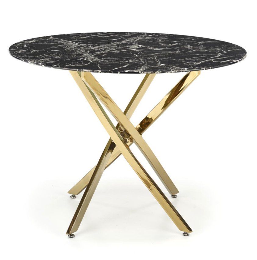 Saime round table diameter 100 cm black marble/gold base