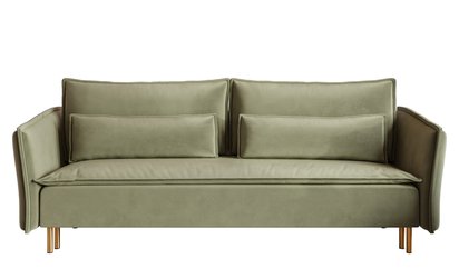 Three-seater sofa Ummo Magic Velvet 2243 with a container, hydrophobic fabric, velor, gold legs