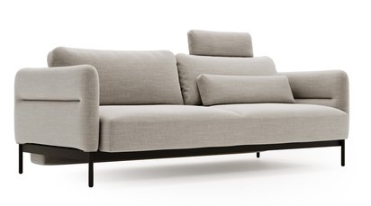 Solianero three-seater sofa bed, light gray wickerwork