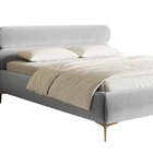 Upholstered bed 160x200 cm Roule with storage, metal frame Amon 09, hydrophobic velvet, gold legs