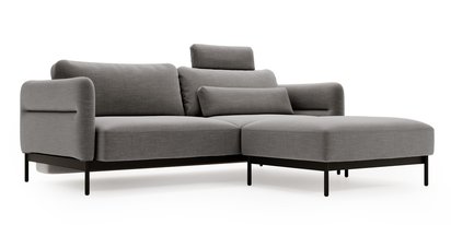 Solianero three-seater sofa with pouf, gray wickerwork
