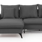 Corner sofa with sleeping function Cambiano L-shaped with storage dark gray in easy-clean fabric left-hand side