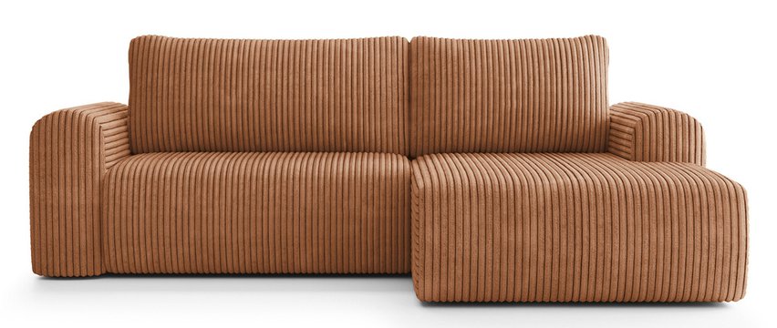 Corner sofa with sleeping function Lelu Tilia 56 L-shaped with a container, thick corduroy, right-hand side