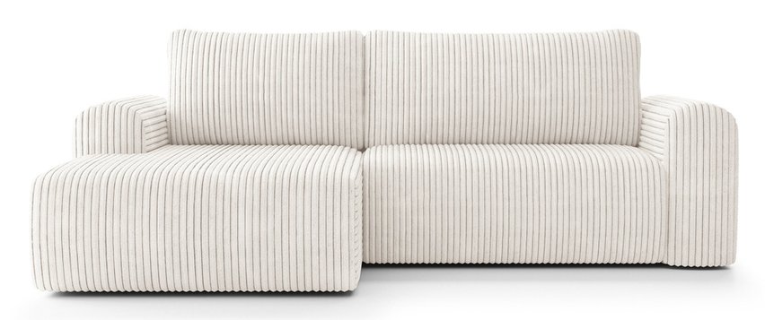 Corner sofa with sleeping function Lelu Tilia 01 L-shaped with a container, thick corduroy, left-hand side