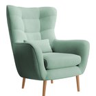 Vence Castel 34 wing armchair, velvet, easy-to-clean beech legs