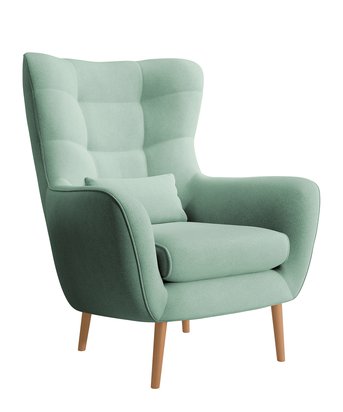 Vence Castel 34 wing armchair, velvet, easy-to-clean beech legs