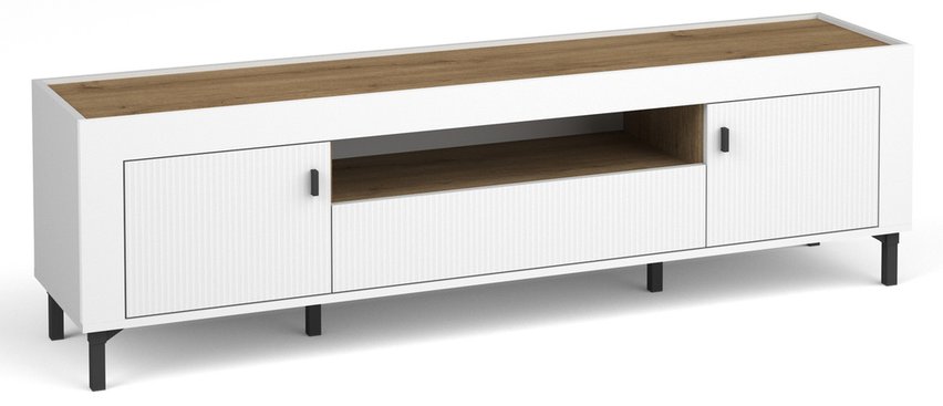 Lammila TV cabinet with drawer 171 cm white / whiskey oak