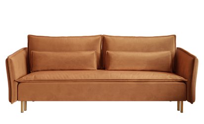 Three-seater sofa Ummo Magic Velvet 2286 with a container, hydrophobic fabric, velor, gold legs