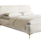 Upholstered bed 180x200 cm Ovalle with storage, metal frame, cream chenille, gold legs