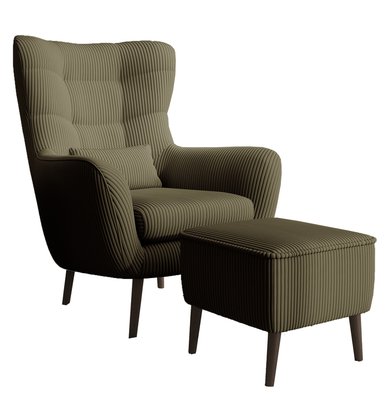 Vence Lincoln lounge chair with footstool, 37 legs, black