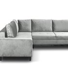 Corner sofa with sleeping function Ninetta Magic Velvet 2217 with a container in a hydrophobic fabric, velour legs, black, left-hand side