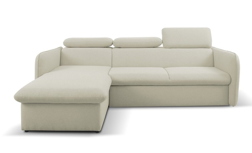 Corner sofa with sleeping function Paladia Castel 04 in hydrophobic fabric velour left side