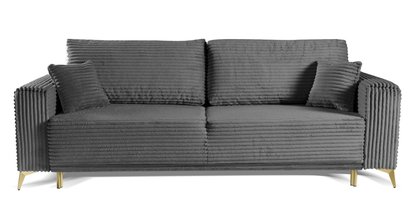 Jokiranta three-seater sofa with storage, grey, thick corduroy
