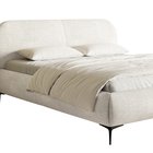 Upholstered bed 160x200 cm Ovalle with storage, metal frame, cream chenille, black legs