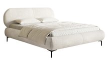 Upholstered bed 160x200 cm Ovalle with storage, metal frame, cream chenille, black legs