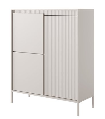 Falsetto three-door tall chest of drawers, 104 cm, with a milled Beige front