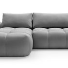 Canapé d'angle Ombo en L avec fonction couchage avec conteneur Salvador 17, velours hydrophobe, côté gauche