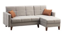 Corner sofa with sleeping function Desizes L-shaped right-hand side gray