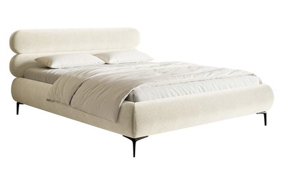 Upholstered bed 180x200 cm Roule with storage, metal frame Amon 18, hydrophobic velvet, black legs