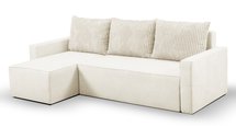 Bismo L-shaped corner sofa bed with storage (Fabric: Asti 25 Suzi 14, Side: Left)