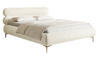 Upholstered bed 160x200 cm Roule with storage, metal frame Perfect Harmony 01 chenille, gold legs