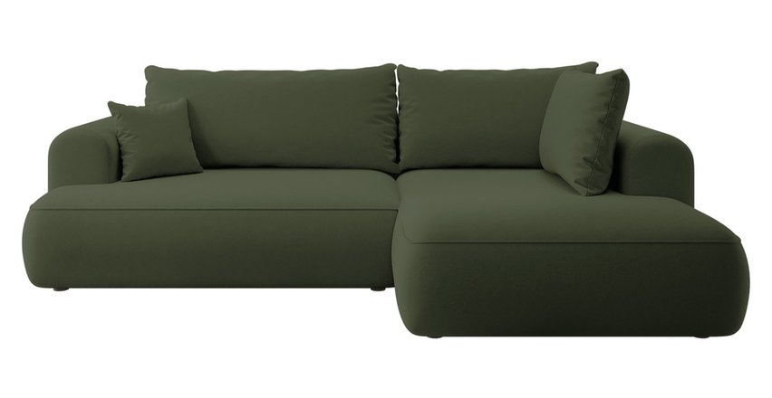 Ovo II L-shaped corner sofa with sleeping function Castel 39 with side and container, easy-to-clean velvet, right-hand