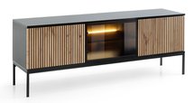 Tosena three-door TV cabinet with LED lighting 154 cm Black/Oak wotan RTV1541PKTLED