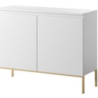 Bemmi two-door chest of drawers, 100 cm, white with gold legs