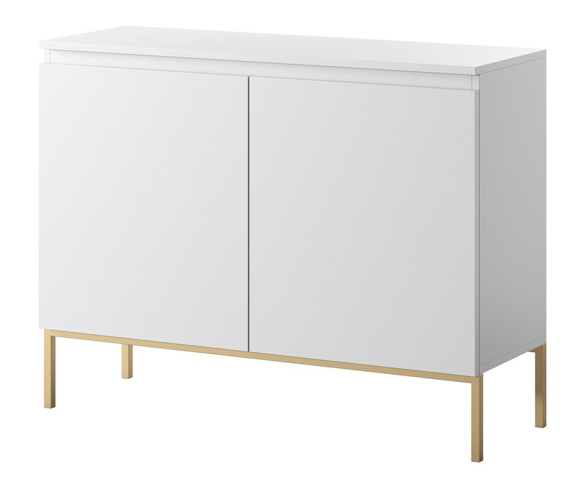 Bemmi two-door chest of drawers, 100 cm, white with gold legs