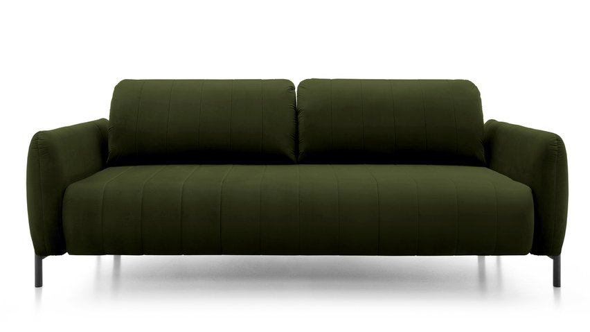 Neva three-seater sofa with Magic Velvet 2295 container, hydrophobic velor fabric, black legs