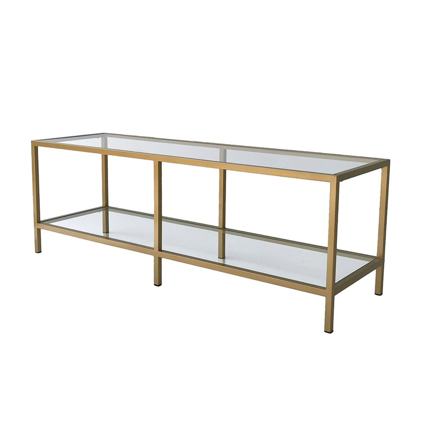 Bassoca glass TV cabinet with gold frame 130 cm