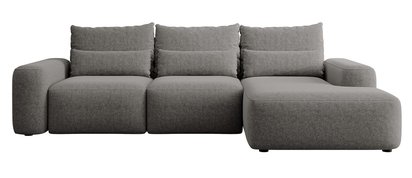 Carnos L-shaped corner sofa with sleeping function with additional lumbar pillows Melody 04 right-hand chenille