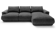 Divo L-shaped corner sofa with sleeping function with a container, graphite, hydrophobic braid, right-hand