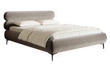 Upholstered bed 140x200 cm Roule with storage, metal frame Amon 16, hydrophobic velvet, black legs