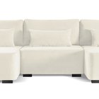 Moduliano U-shaped corner sofa with sleeping function with storage, universal cream corduroy