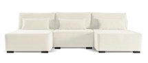 Moduliano U-shaped corner sofa with sleeping function with storage, universal cream corduroy