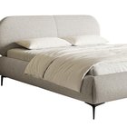 Upholstered bed 160x200 cm Ovalle with storage, light gray metal frame, hydrophobic braid, black legs