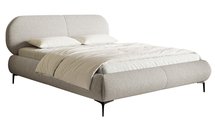 Upholstered bed 160x200 cm Ovalle with storage, light gray metal frame, hydrophobic braid, black legs