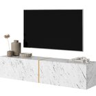 Bisira TV cabinet, 140 cm, white Egger marble with gold insert