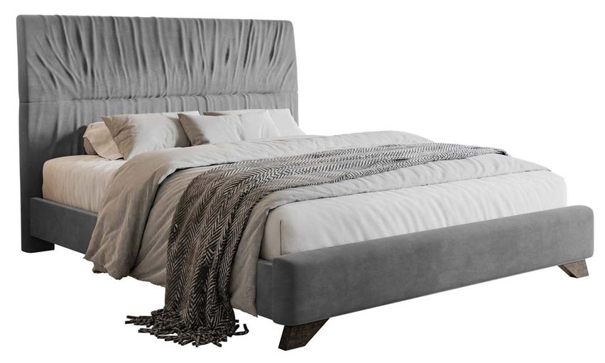 Llana upholstered bed 160x200 cm gray velvet