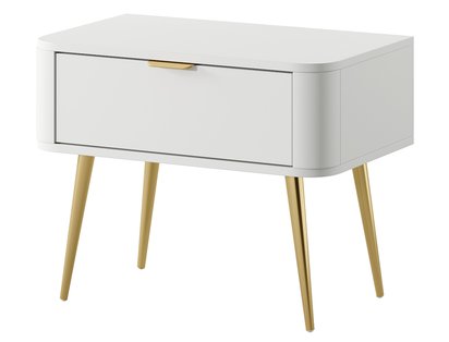 Oval bedside table with drawer 63 cm White