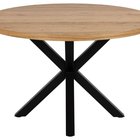 Table à manger ronde Kardema, 120 cm, plaqué chêne, pieds noirs