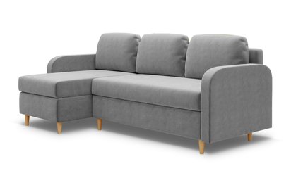 Corner sofa with sleeping function Parcully L-shaped with container universal Kronos 53 velour