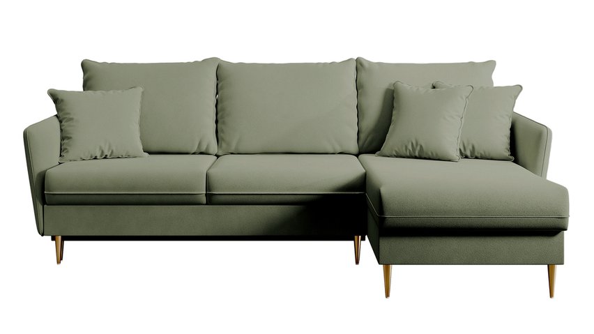 Three-seater corner sofa with sleeping function Volio Magic Velvet 2243 hydrophobic velvet universal golden legs