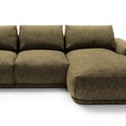 Divo L-shaped corner sofa with sleeping function with a container, olive, hydrophobic braid, right-hand