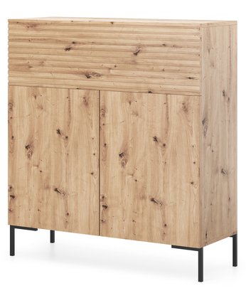 Lammelo high chest of drawers, 92 cm, oak slats